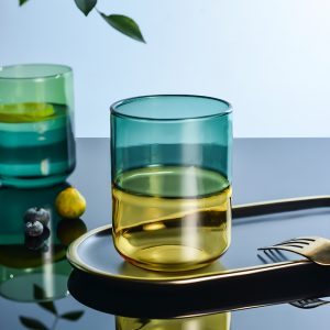 Misha handgjorda glas mörkgrön & gul